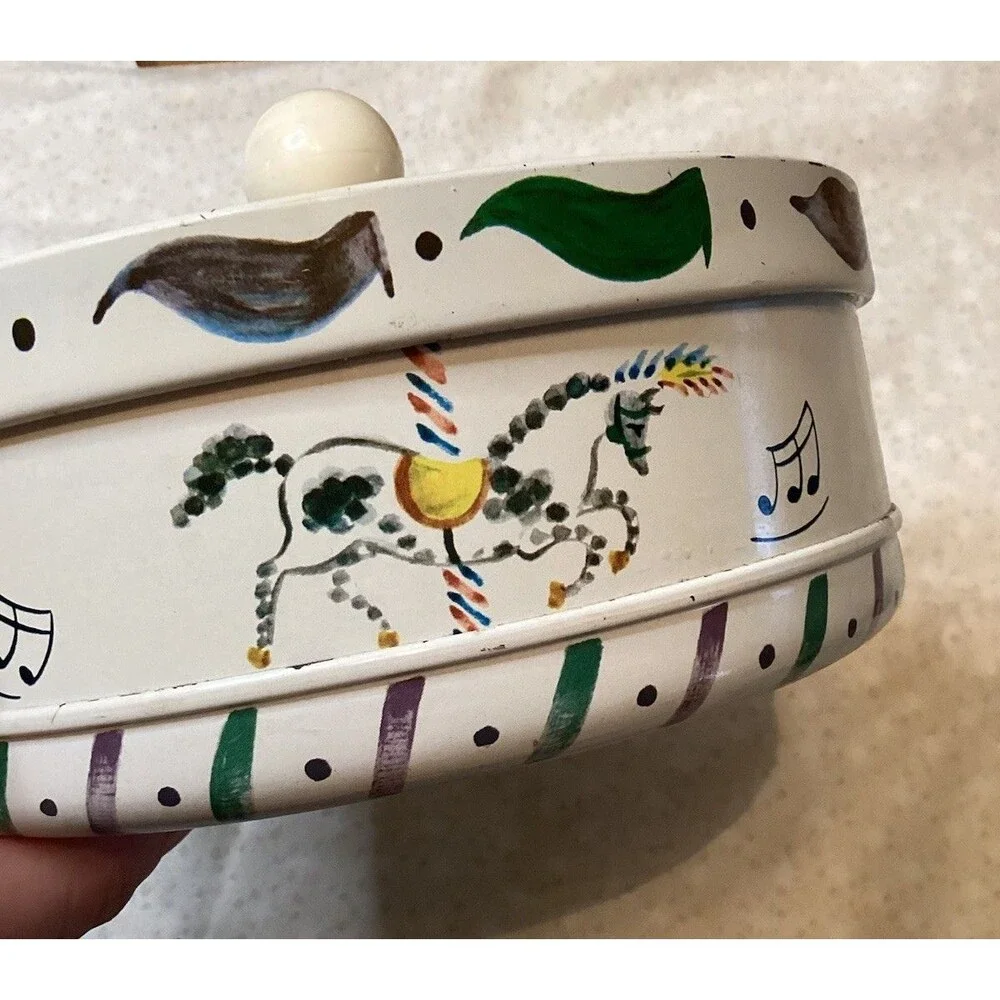 Guildcraft Carousel Tin Horse Big Top Circus Cookie Biscuit Metal Lidded Storage